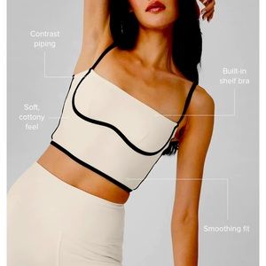 NEW Alo Yoga Airbrush Streamlined Bra Tank Ivory/Black